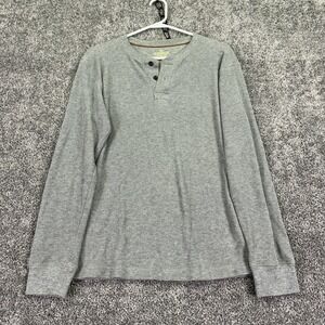 Outdoor Life Henley Shirt Mens Small Gray Field Thermal Waffle Knit Long Sleeve